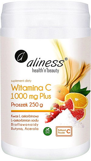 Aliness Witamina C 1000 mg Plus proszek 250 g buforowana bioflawonoidy rutyna acerola