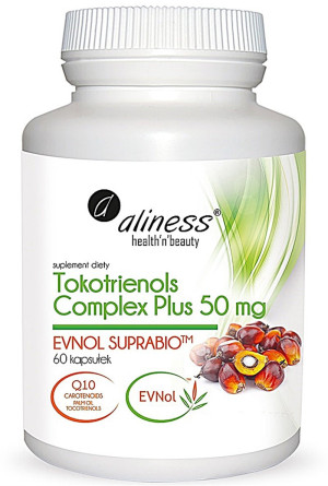 Aliness Tokotrienols Complex Plus 50 mg 60 kapsułek tokotrienole EVNOL SUPRABIOTM