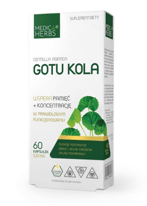 Medica Herbs GOTU KOLA standaryzowany ekstrakt 520 mg 60 kapsułek, wąkrotka azjatycka