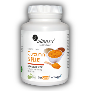 Aliness Curcumin 3 Plus Curcuma longa 500 mg Piperin 5 mg 60 kapsułek kurkuma piperyna