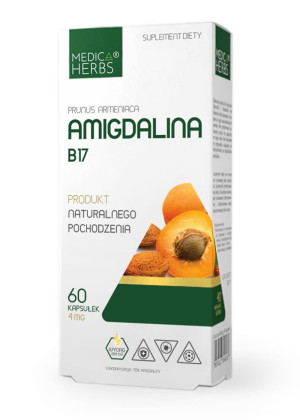 Medica Herbs AMIGDALINA 1mg - Amygdalin B17 Pestki moreli wyciąg 60 kapsułek