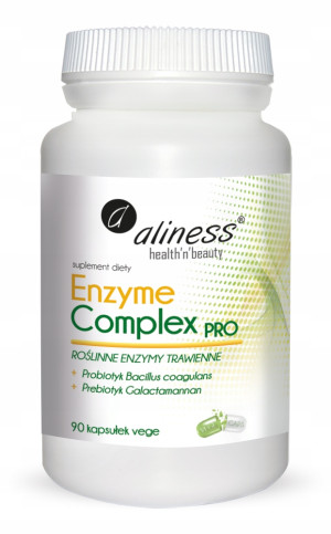 Aliness Enzyme Complex PRO 90 kapsułek vege kompleks roślinnych enzymów trawiennych probiotyk prebiotyk