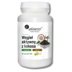 Aliness Węgiel aktywny z kokosa 300 mg 100 kapsułek Food Grade