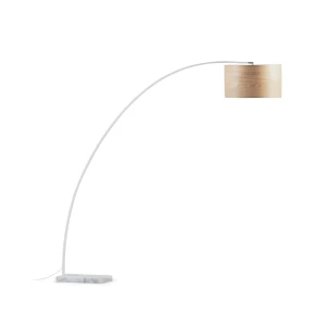 Lampa podłogowa Juhe biała, okleina jesionowa
