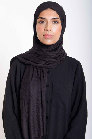 Ribbed Jersey Hijab in Black | Non Slip Grip | Comfortable Daily Wear Modest Fashion | Rabaya