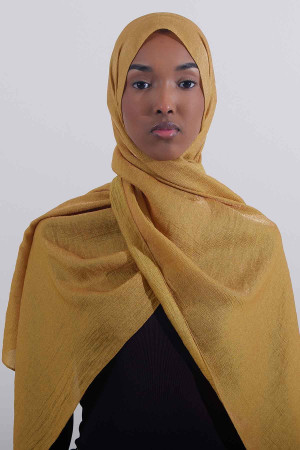 Twinkle Hijab In Yellow | Radiant Shine | Semi Two-Toned Fabric | Occasional & Comfortable Hijabs for Women | Modest Fashion & Clothing | Rabaya