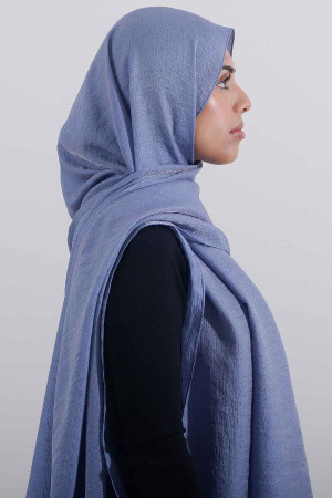 Twinkle Hijab In Blue | Radiant Shine | Semi Two-Toned Fabric | Occasional & Comfortable Hijabs for Women | Modest Fashion & Clothing | Rabaya