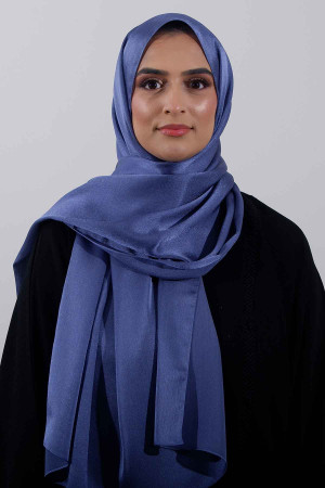 Glossy Silk Hijab In Denim Blue | Occasional & Comfortable | Modest Fashion | Rabaya