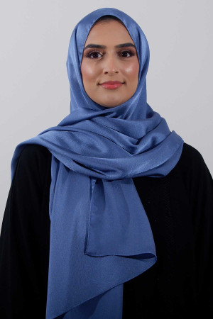 Glossy Silk Hijab In Blue |Occasional & Comfortable | Modest Fashion | Rabaya