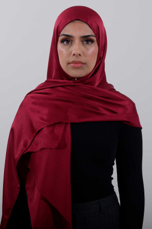 Glossy Silk Hijab In Maroon | Occasional & Comfortable Hijabs for Women | Modest Fashion & Clothing | Rabaya