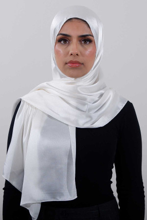 Glossy Silk Hijab In Off White | Occasional & Comfortable Hijabs for Women | Modest Fashion & Clothing | Rabaya