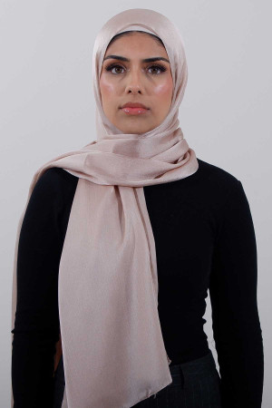 Glossy Silk Hijab In Skin | Occasional & Comfortable | Modest Fashion | Rabaya