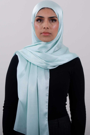 Glossy Silk Hijab In Mint Green |Occasional & Comfortable | Modest Fashion | Rabaya