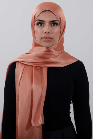 Glossy Silk Hijab In Peach |Occasional & Comfortable | Modest Fashion | Rabaya