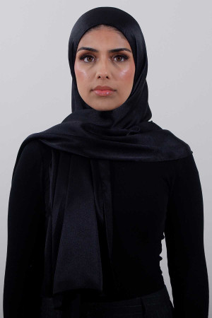 Glossy Silk Hijab In Black | Occasional & Comfortable | Modest Fashion | Rabaya