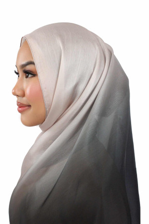 Glossy Silk Ombre Hijab In Light pink & Black |Occasional & Comfortable | Modest Fashion | Rabaya