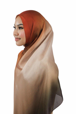 Glossy Silk Ombre Hijab In Orange & Grey | Occasional & Comfortable Hijabs for Women | Modest Fashion & Clothing | Rabaya