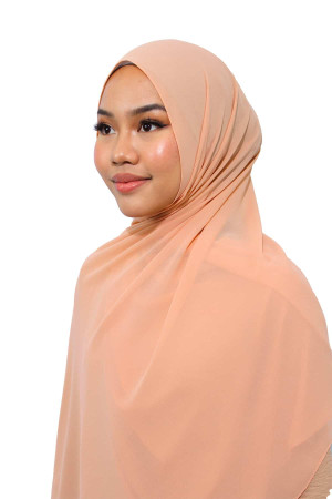 Peach Chiffon Hijabs | Modest Fashion | Lightweight Airy Hijab | Elegant & Comfortable | Rabaya