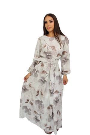 Petal Print Dress | Beige | Size 38