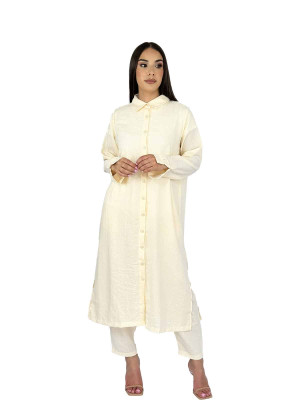 Long Co-ord For Women In Cream - XL | Modest Fashion & Clothing | Rabaya