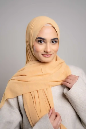 Frozen Chiffon Hijab In Mango | Stylish Comfortable Modest Fashion | Rabaya