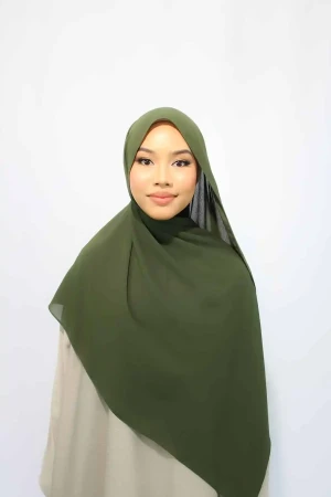 Italian Crinkle Hijab in Khaki Green | Casual Hijab | Modest Wear Fashion & Clothing | Rabaya