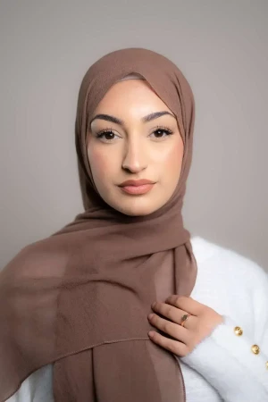 Natural Crepe Hijab In Brown | Stylish and Comfortable Modest Fashion | Rabaya