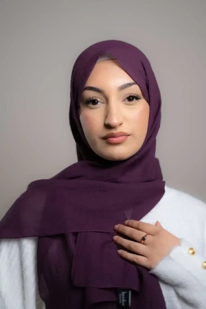 Natural Crepe Hijab In Purple | Stylish and Comfortable Modest Fashion | Rabaya