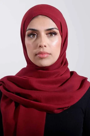 Organic Sal Hijab In Maroon | Stylish and Comfortable Modest Fashion | Rabaya