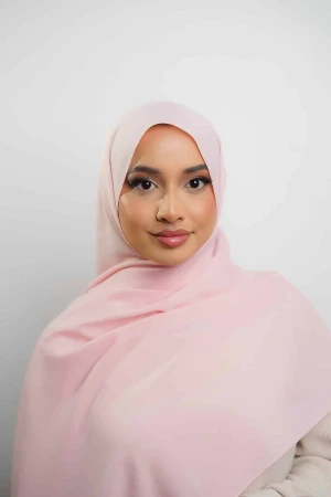 Silk Georgette Hijab In Pink | Stylish Hijabs for Women | Modest Fashion & Clothing | Rabaya