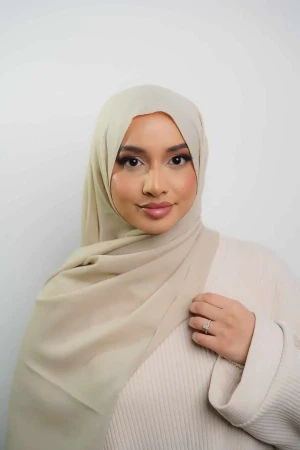 Silk Georgette Hijab In Beige | Stylish and Comfortable Modest Fashion | Rabaya