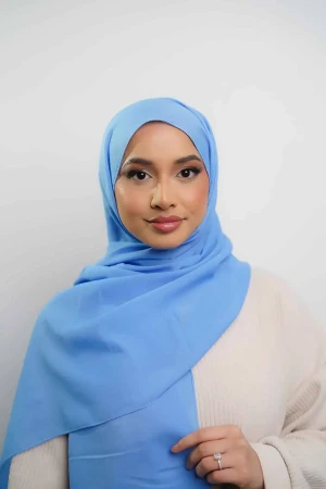 Silk Georgette Hijab In Blue | Stylish and Comfortable Modest Fashion | Rabaya
