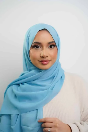 Silk Georgette Hijab In Blue | Stylish and Comfortable Modest Fashion | Rabaya