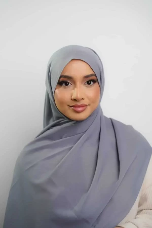 Silk Georgette Hijab In Steel Grey | Stylish and Comfortable Modest Fashion | Rabaya