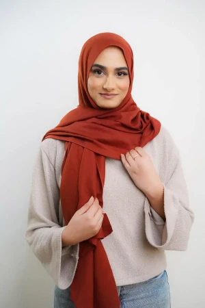 Soft Linen Hijab in Burgundy Red | Modern Casual Hijabs | High Quality Daily Wear Modest Clothing | Rabaya