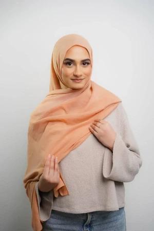 Soft Linen Hijab in Coral Orange | Modern Casual Hijabs | High Quality Daily Wear Modest Clothing | Rabaya