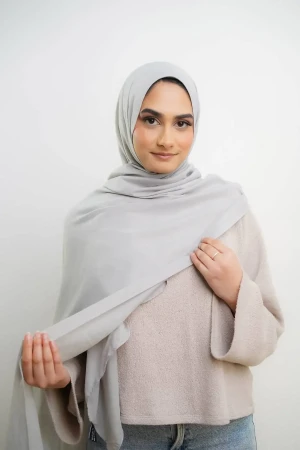 Soft Linen Hijab in Grey | Modern Casual Hijabs | High Quality Daily Wear Modest Clothing | Rabaya