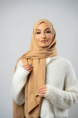 Soft Plush Hijab in Caramel | Elegant & Comfortable Modest Wear Hijabs by Rabaya