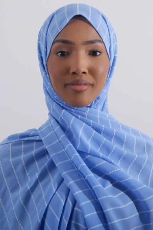 Striped Hijab In Blue | Stylish and Comfortable Modest Fashion | Rabaya