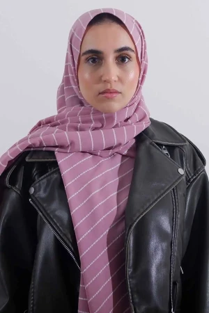 Striped Hijab In Dusty Pink | Stylish and Comfortable Modest Fashion | Rabaya
