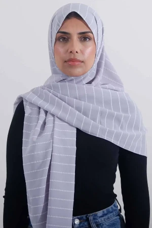Striped Hijab In Blue Grey | Stylish and Comfortable Modest Fashion | Rabaya