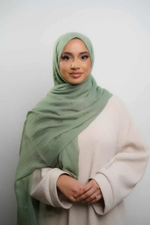 Summer Cotton Maxi Hijab In Sage green | Stylish and Comfortable Modest Fashion | Rabaya