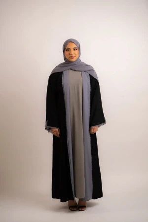 Premium Reversible Abaya Set | Grey | Size 60 | Stylish Abayas for Women | Modest Fashion & Clothing | Rabaya