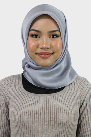 Glossy Silk Square Hijab | Silver | Stylish Hijabs for Women | Modest Fashion & Clothing | Rabaya