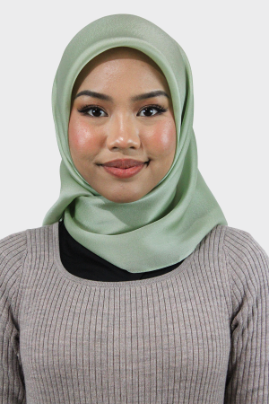 Glossy Silk Square Hijab | Light Green | Stylish Hijabs for Women | Modest Fashion & Clothing | Rabaya