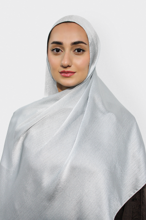Glossy Silk Hijab | Silver