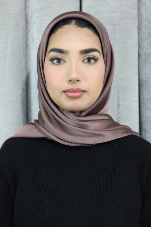 Glossy Silk Square Signature Hijab | Soft Brown