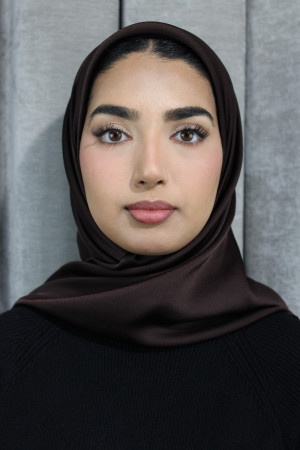 Glossy Silk Square Signature Hijab | Turkish Coffee