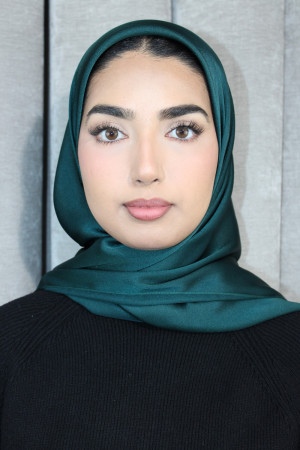 Glossy Silk Square Signature Hijab | Forest Green