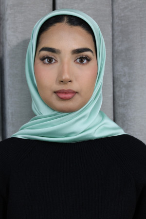 Glossy Silk Square Signature Hijab | Mint Green
